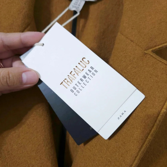 ZARA Trafaluc Sleevesless Wool Blend Double Breasted Long Coat, Tobacco Brown, S - Picture 7 of 13